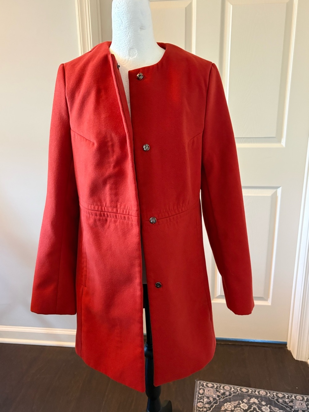Women’s Red Collarless Coat